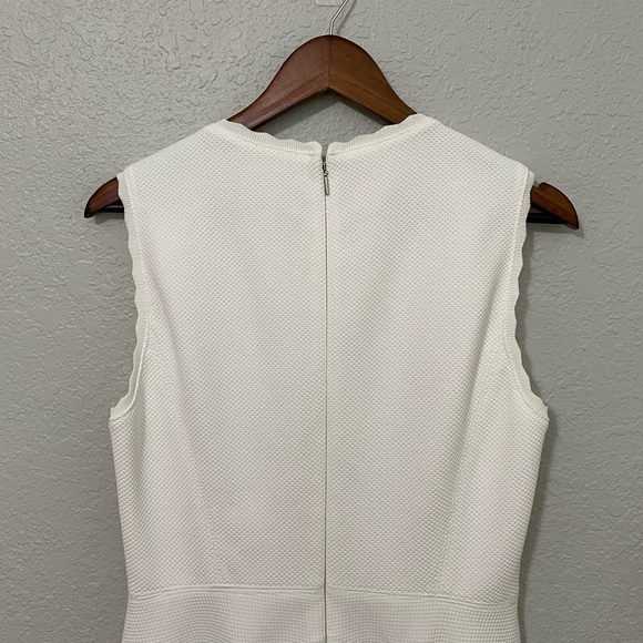 Rebecca Taylor White Fit and Flare Textured Scalloped Dress - Picture 8 of 13